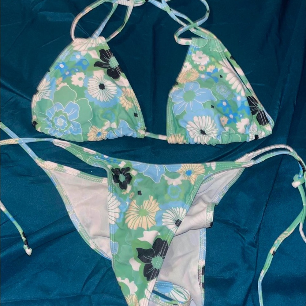 Green floral bikini